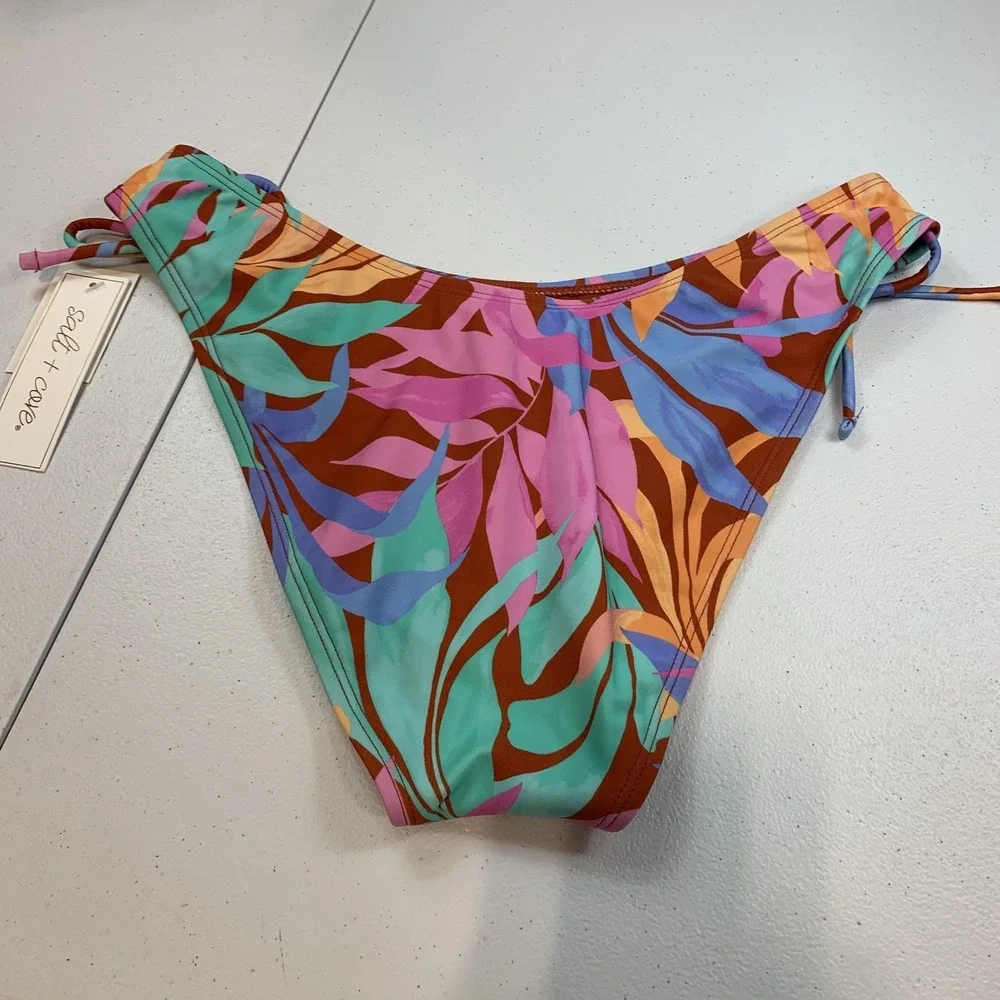 Salt & Cove Junior's Swim Bikini Bottom XL Looped Side Scooped Tropical Floral